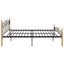 sengeramme 200x200 cm metal og massivt egetræ sort