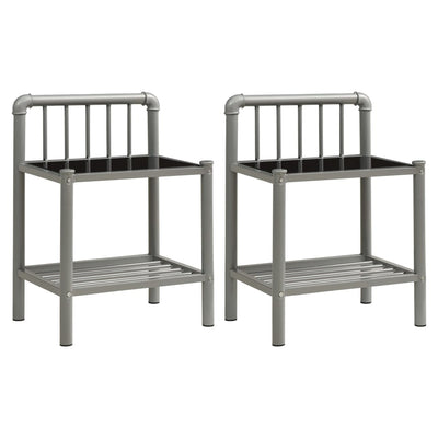 sengeskabe 2 stk. metal og glas grå og sort