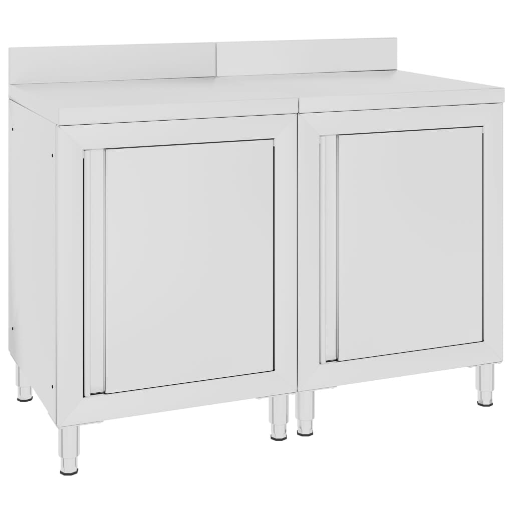 Kommercielt køkkenbord med skab 120×60×96 cm - rustfrit stål, 2 sektioner
