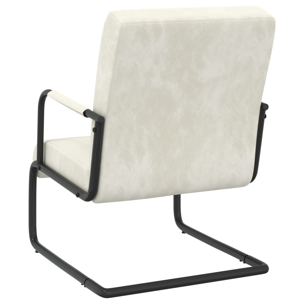 stol med cantilever fløjl cremehvid