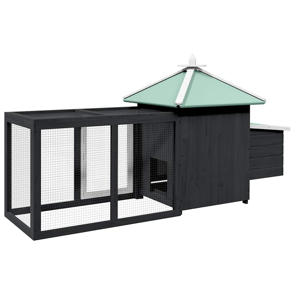 hønsehus med redekasse 190x72x102 cm massivt fyrretræ grå