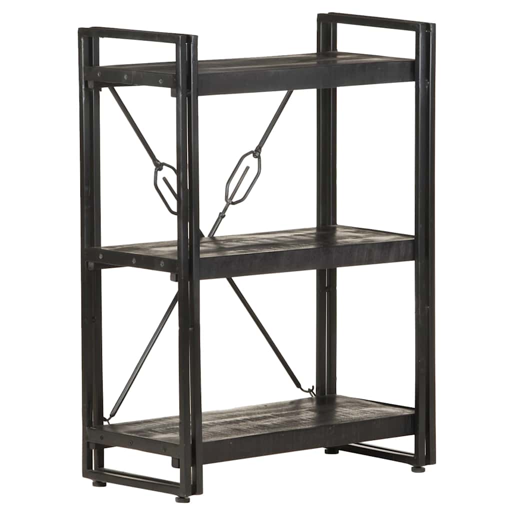 Bogreol M. 3 Hylder - Sort / 60 X 30 x 80 cm / Massivt mangotræ