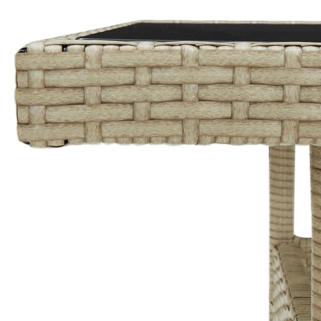 spisebordssæt til haven 3 dele polyrattan og glas beige