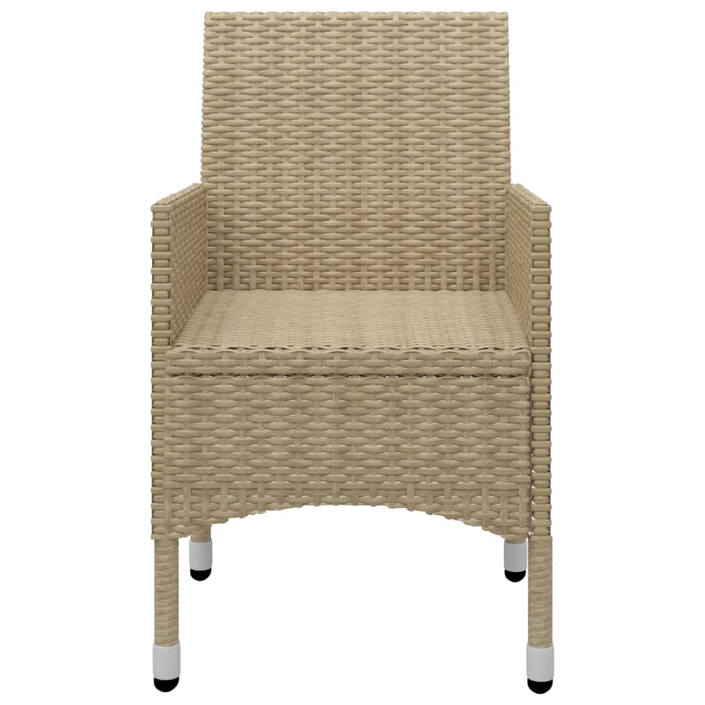 spisebordssæt til haven 3 dele polyrattan og glas beige