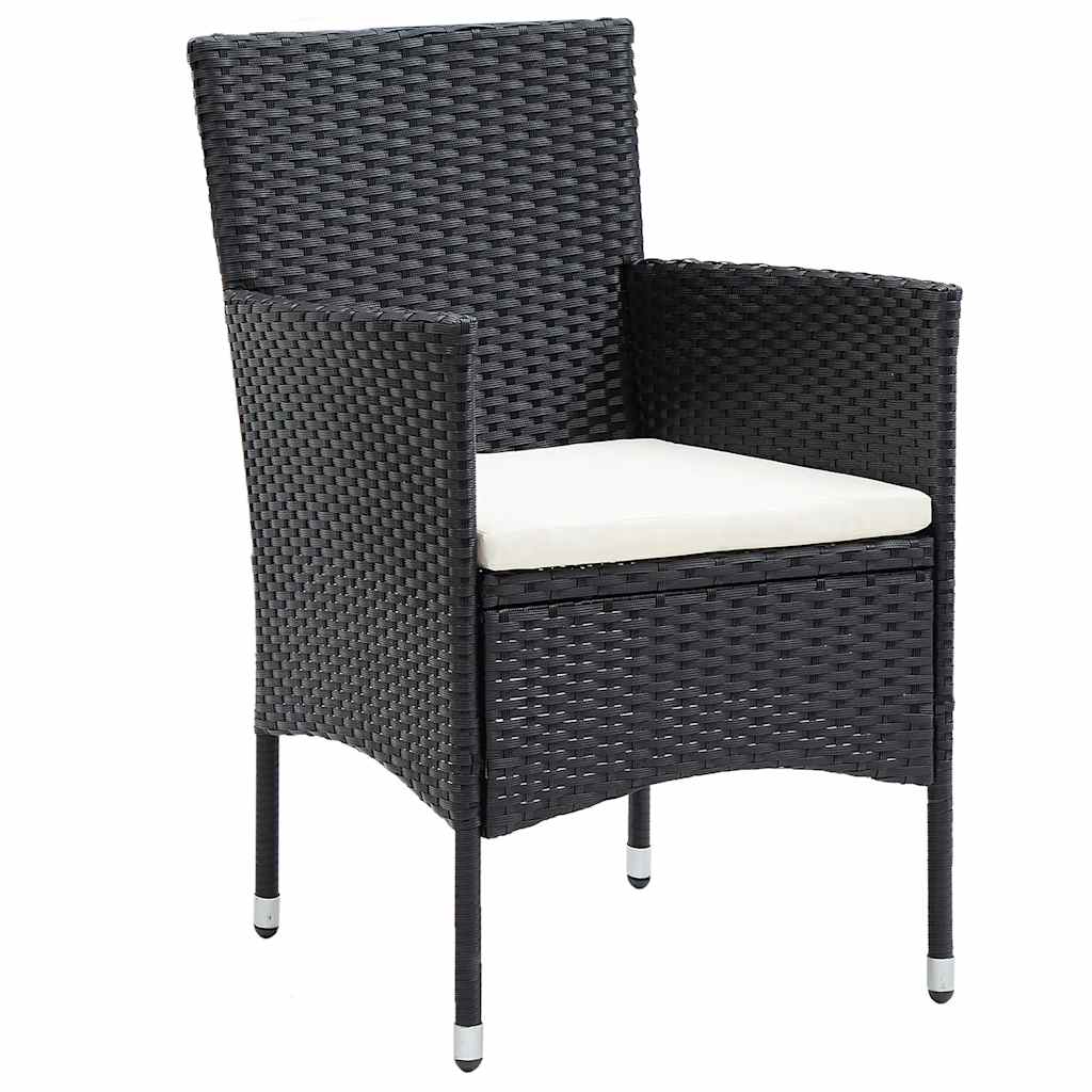 bistrosæt til haven 5 dele polyrattan og hærdet glas sort