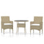 spisebordssæt til haven 3 dele polyrattan beige