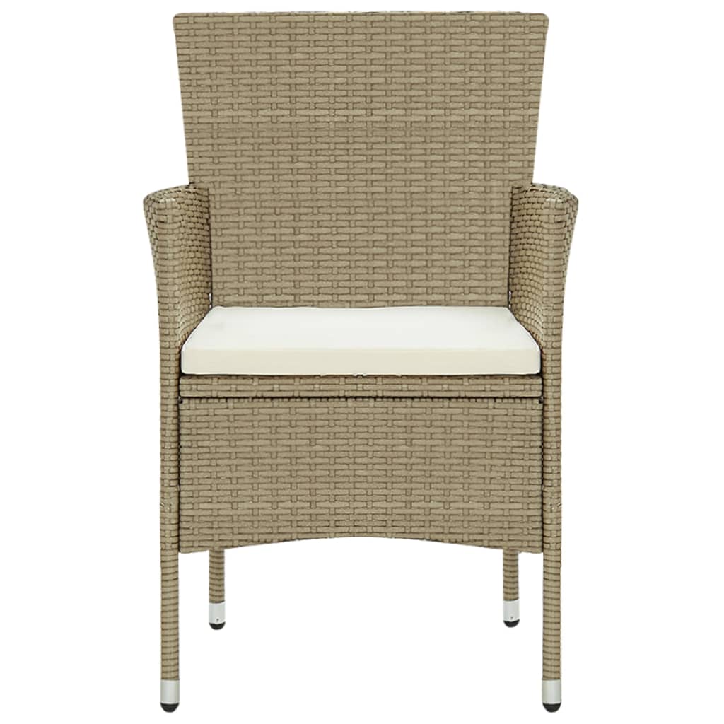 spisebordssæt til haven 11 dele polyrattan beige