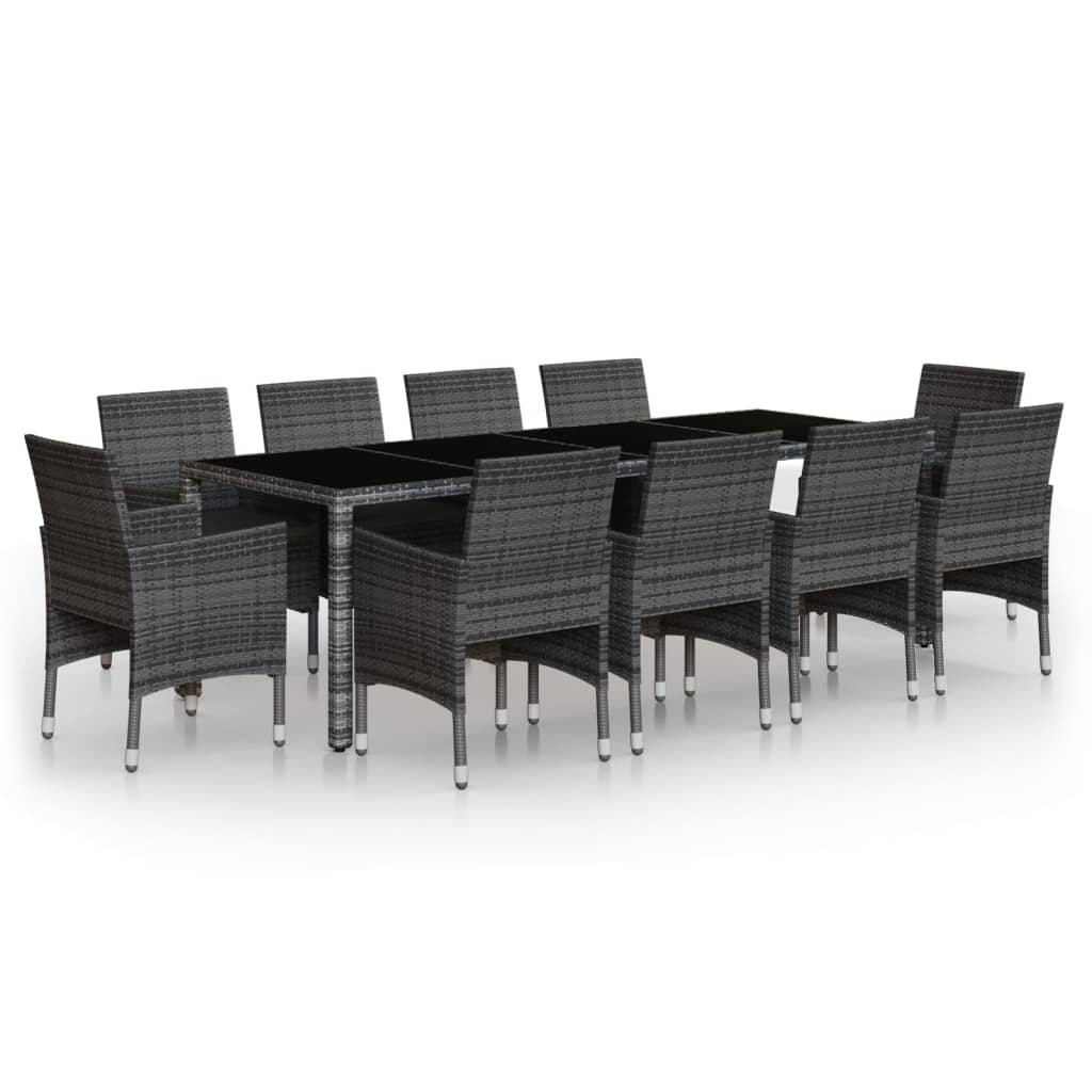 loungesæt til haven 11 dele polyrattan grå