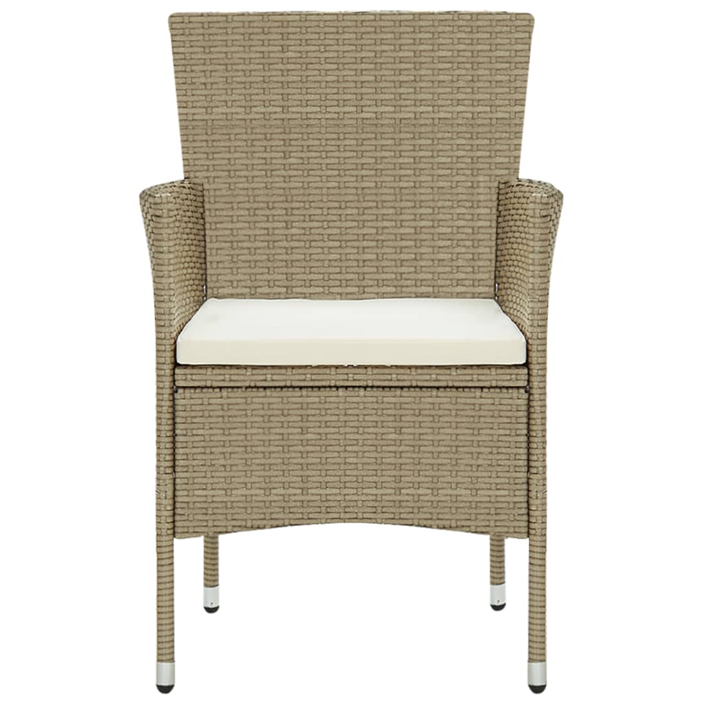 spisebordssæt til haven 11 dele polyrattan beige