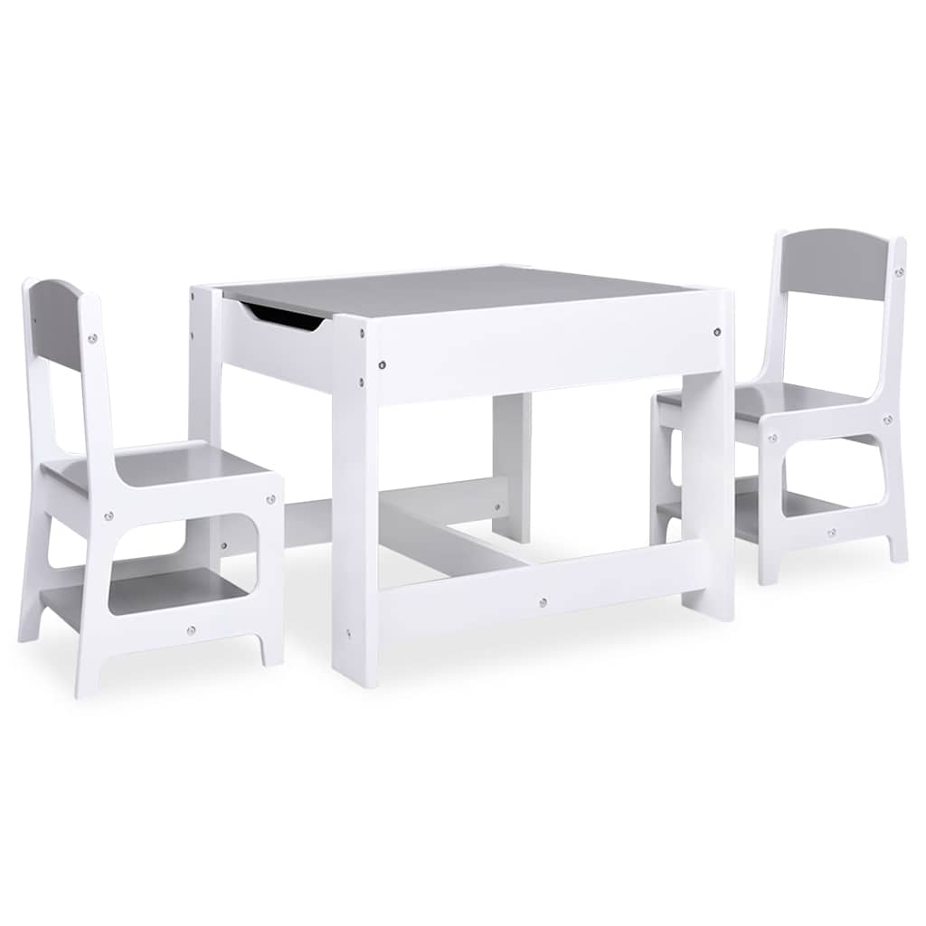 børnebord med 2 stole MDF hvid