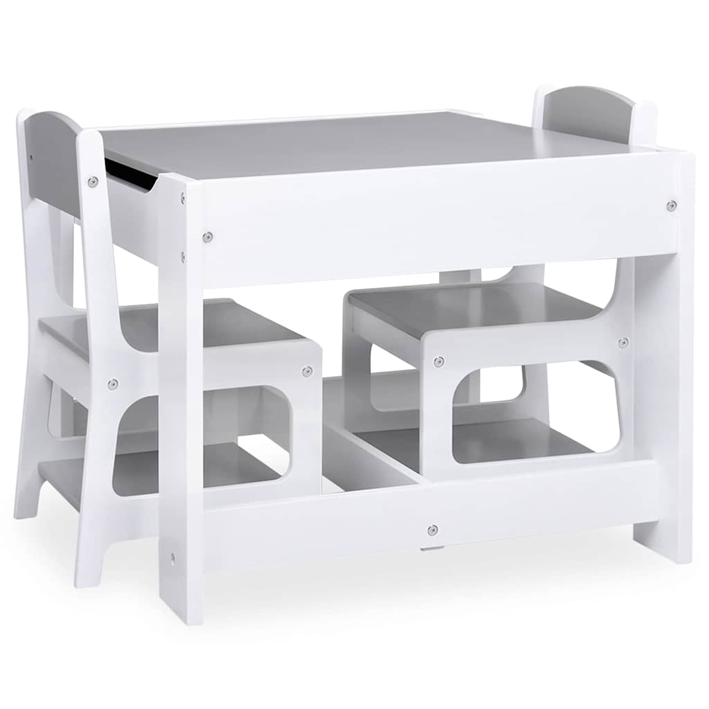 børnebord med 2 stole MDF hvid