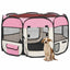 foldbar hundegård med bæretaske 110x110x58 cm lyserød