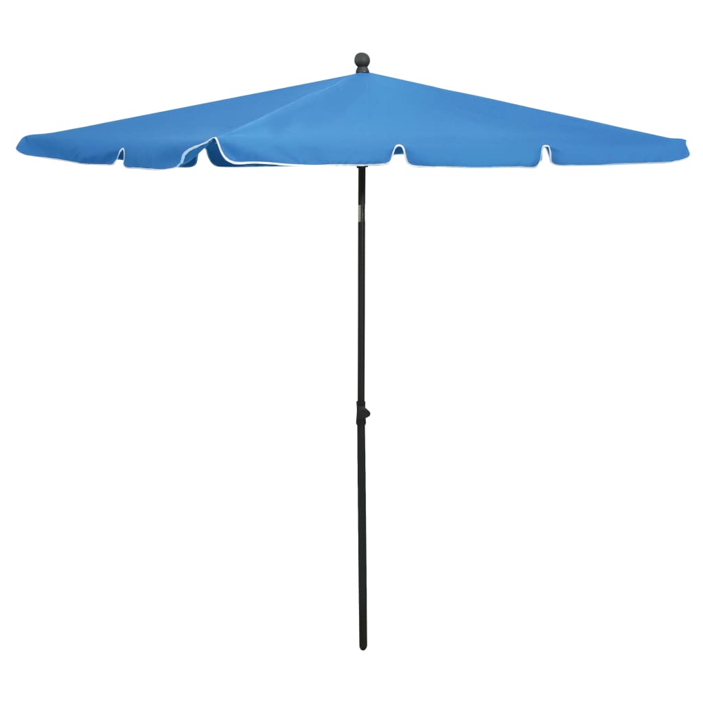 parasol med stang 210x140 cm azurblå