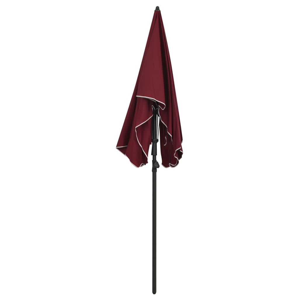 parasol med stang 200x130 cm bordeauxfarvet