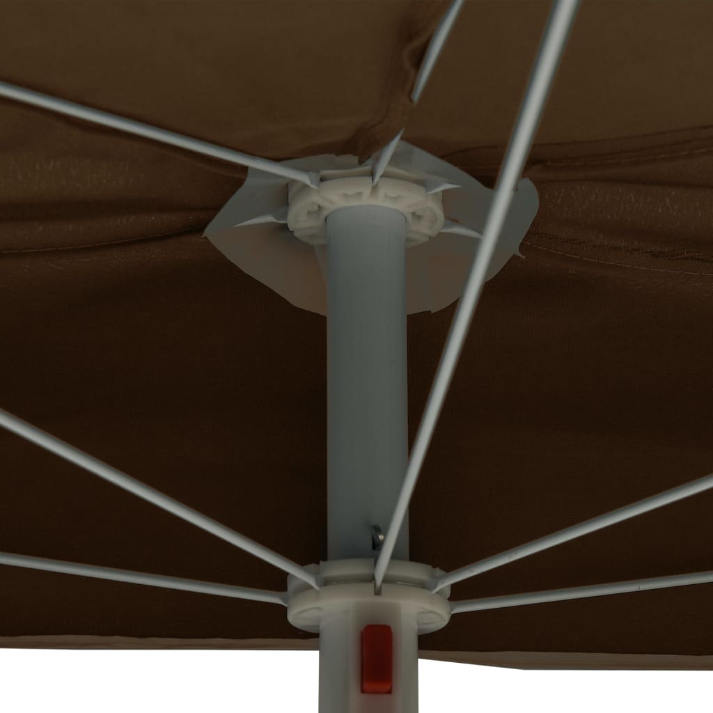 halv parasol med stang 180x90 cm gråbrun
