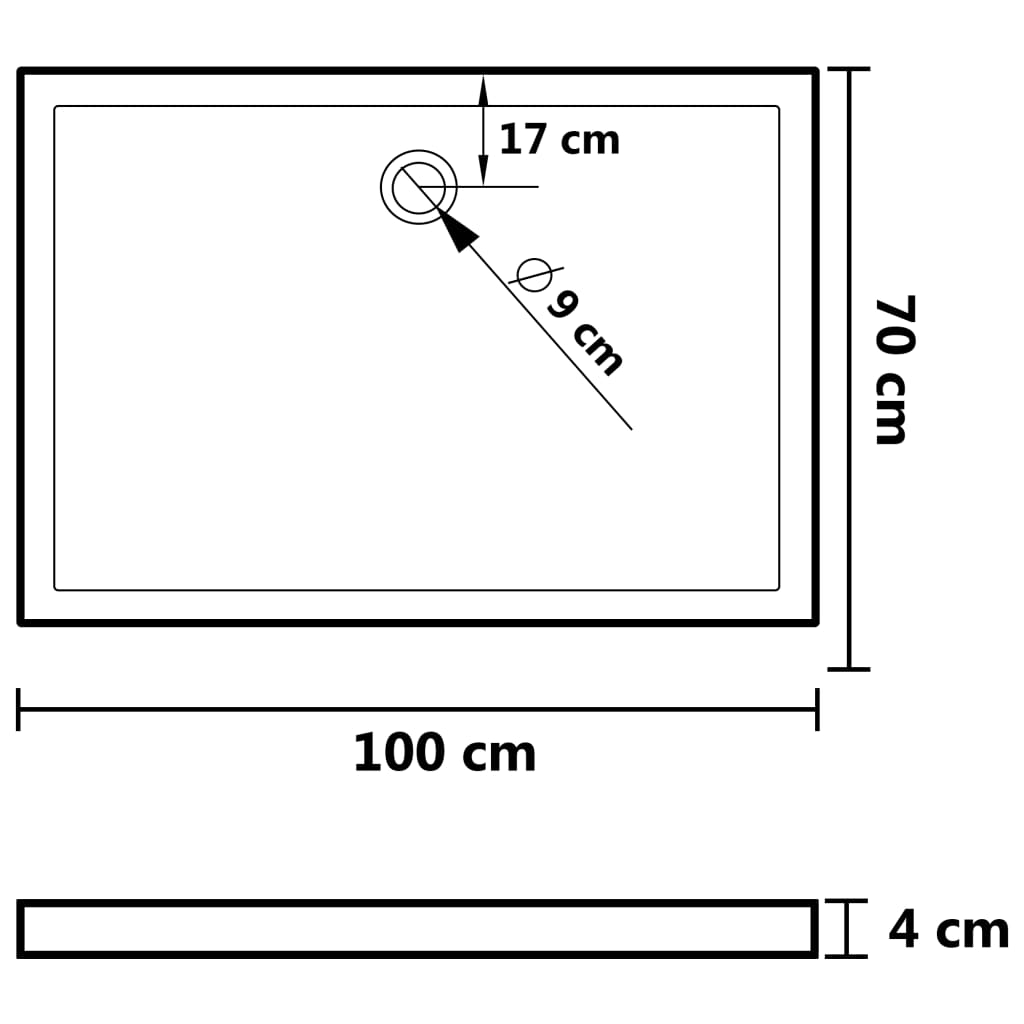brusekar med dupper 70x100x4 cm ABS hvid