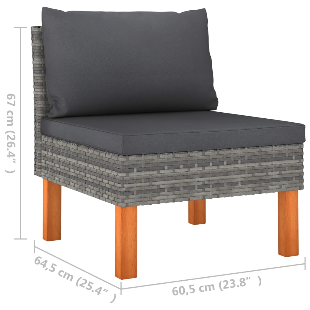 midterdel til sofa polyrattan og massivt eukalyptustræ