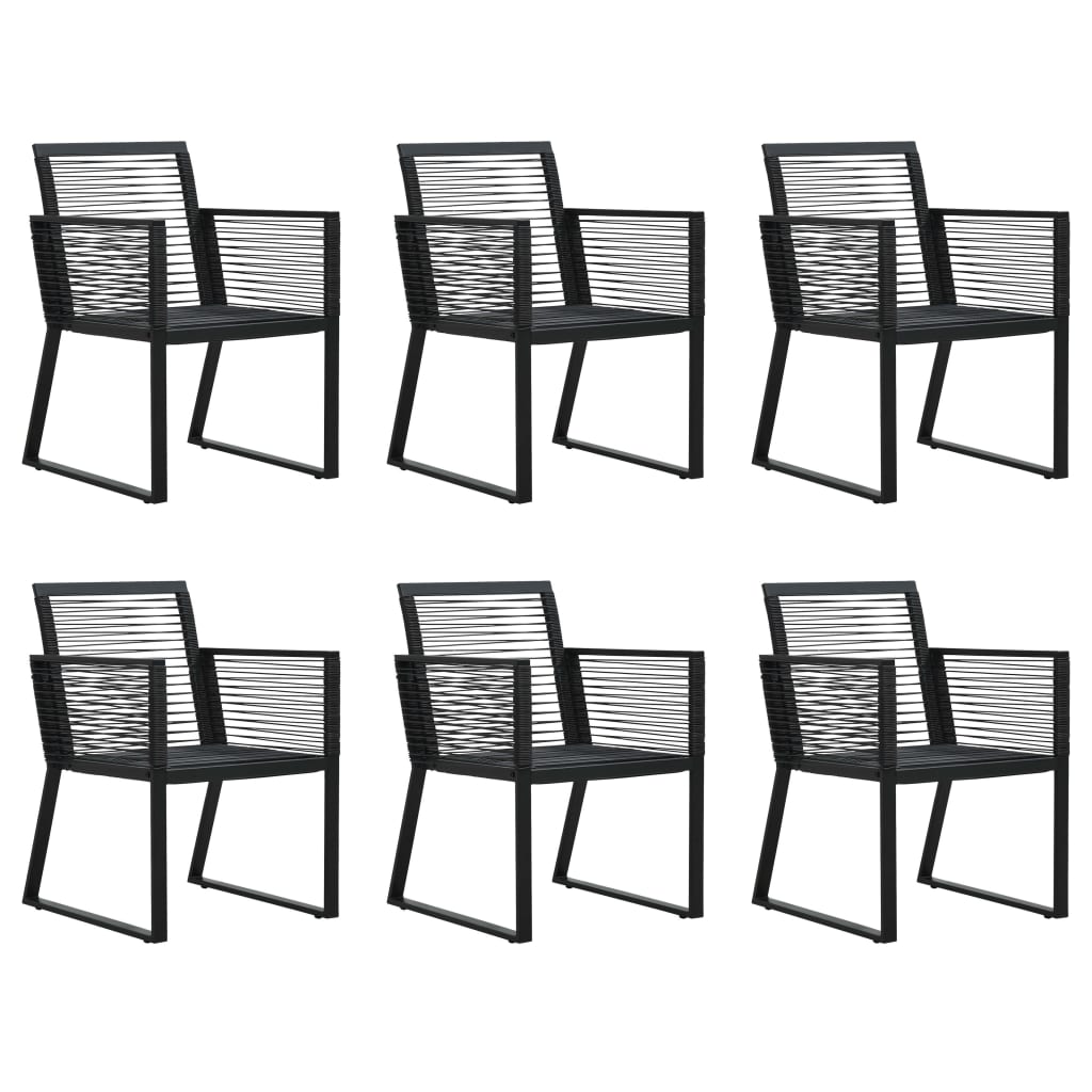 udendørs spisebordssæt 7 dele PVC-rattan sort