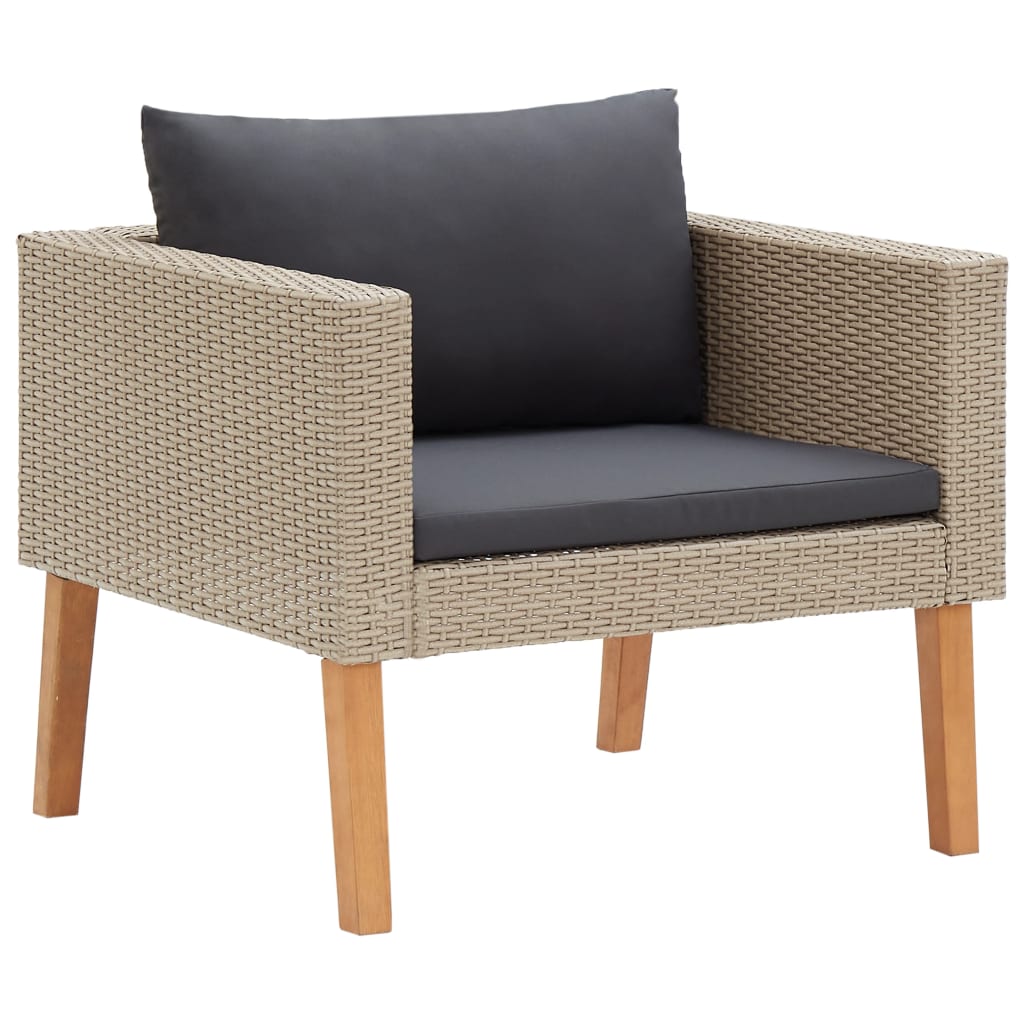 loungesæt til haven 4 dele med hynder polyrattan beige