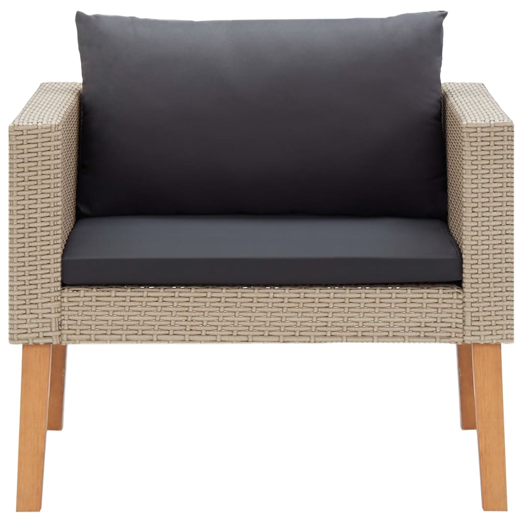 loungesæt til haven 4 dele med hynder polyrattan beige