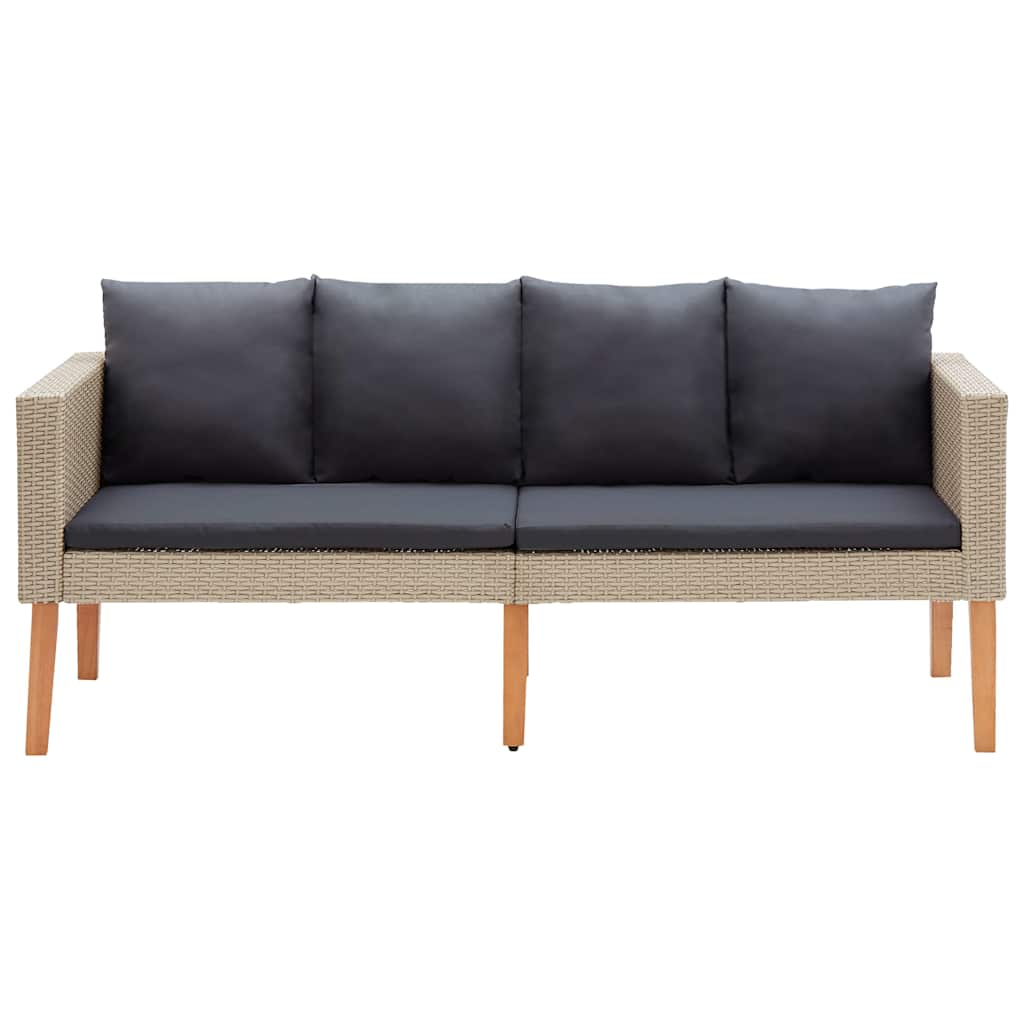 loungesæt til haven 2 dele med hynder polyrattan beige