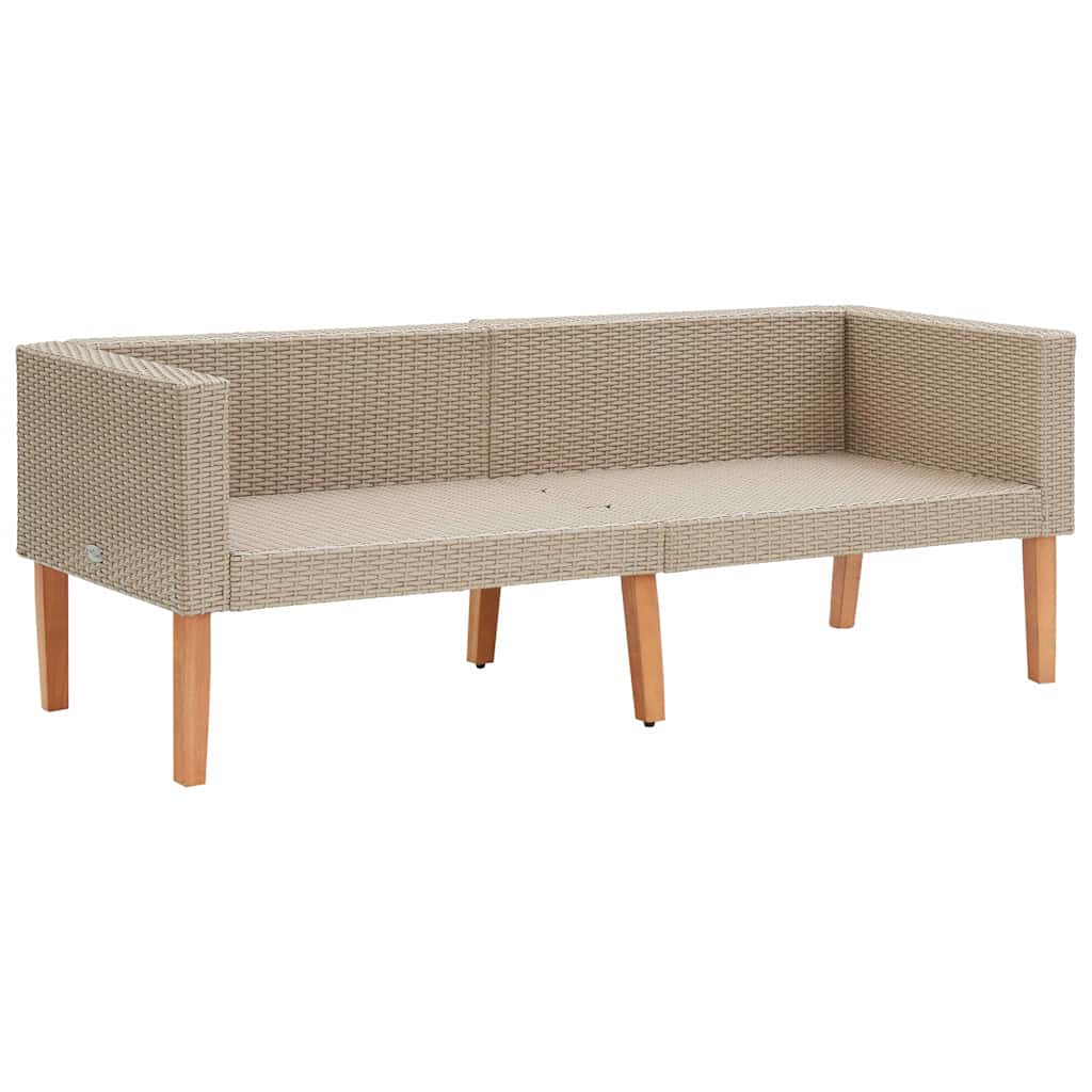 loungesæt til haven 2 dele med hynder polyrattan beige