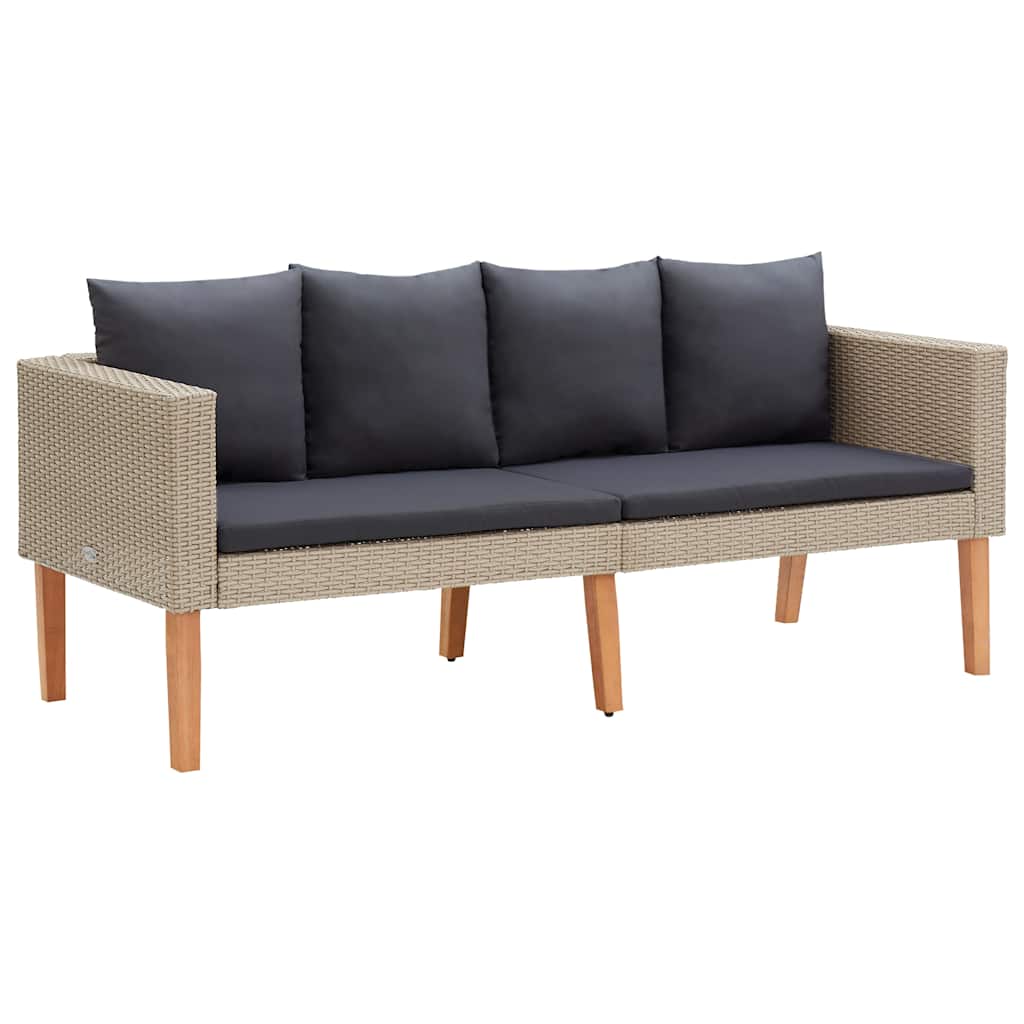 loungesæt til haven 2 dele med hynder polyrattan beige