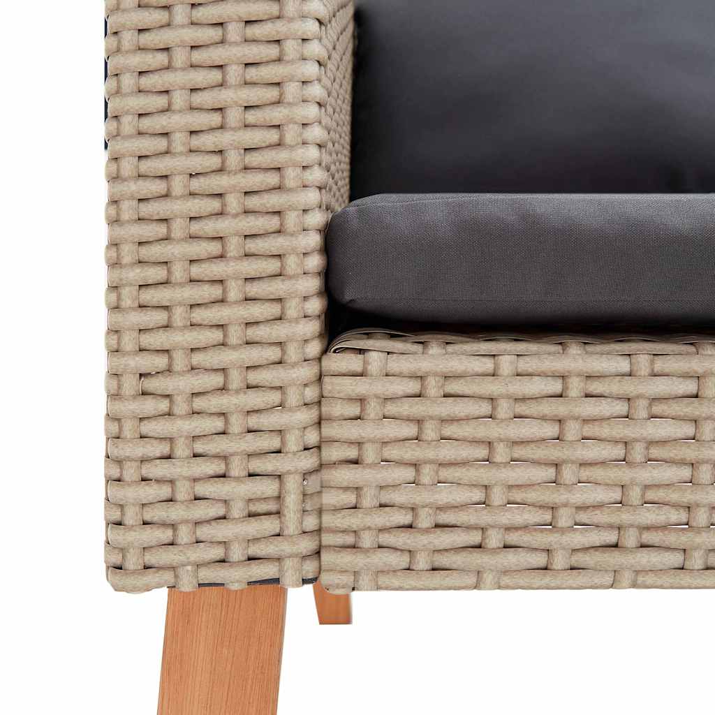 loungesæt til haven 2 dele med hynder polyrattan beige