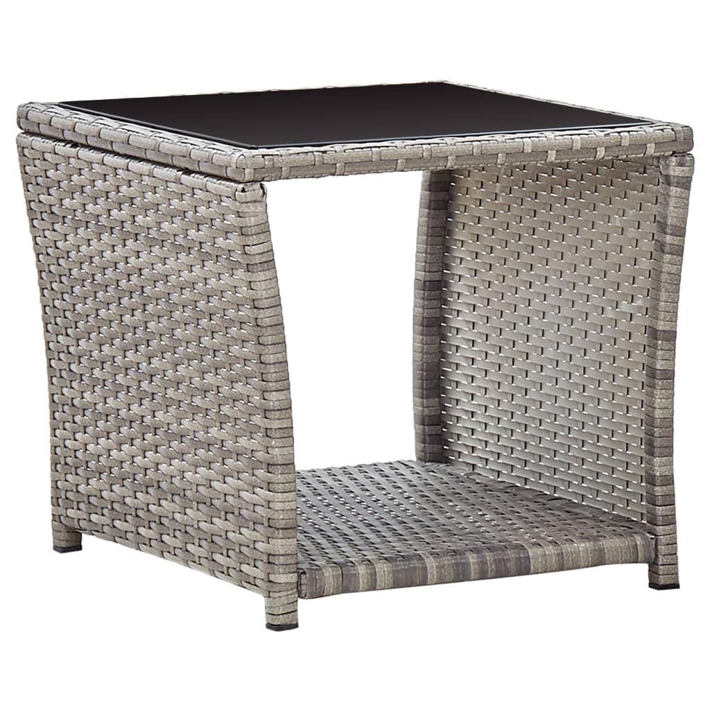 loungesæt til haven 3 dele med hynder polyrattan grå