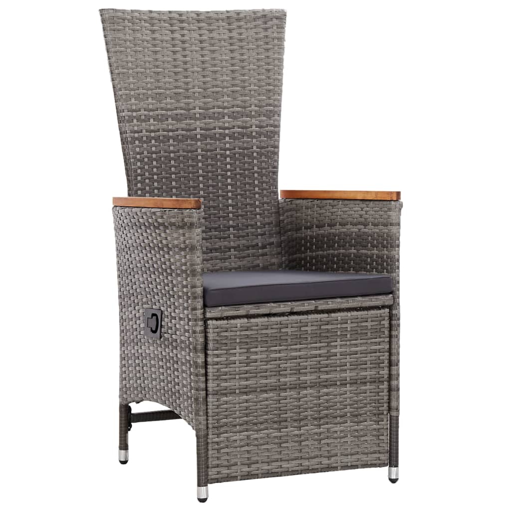 loungesæt til haven 3 dele med hynder polyrattan grå