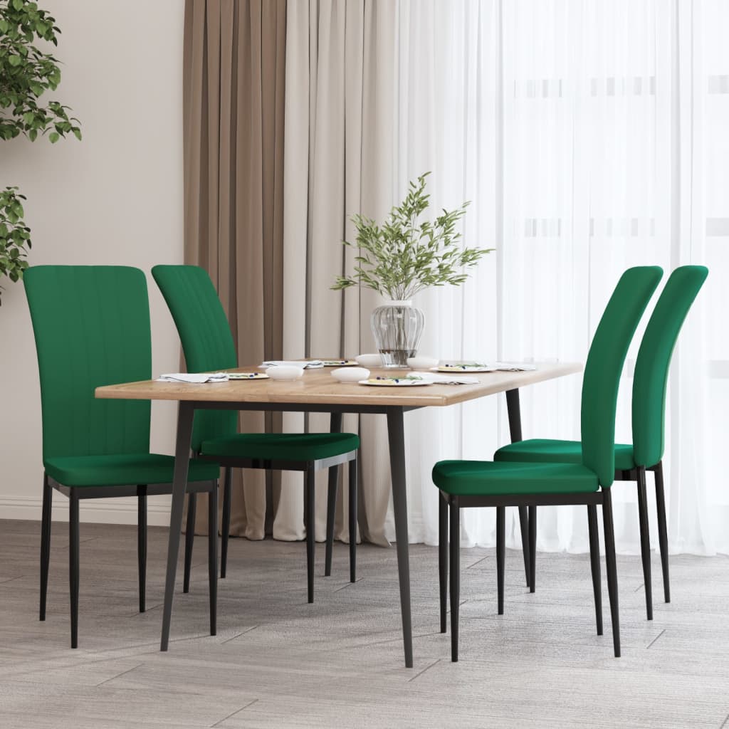 spisebordsstole 4 stk. velour mørkegrøn