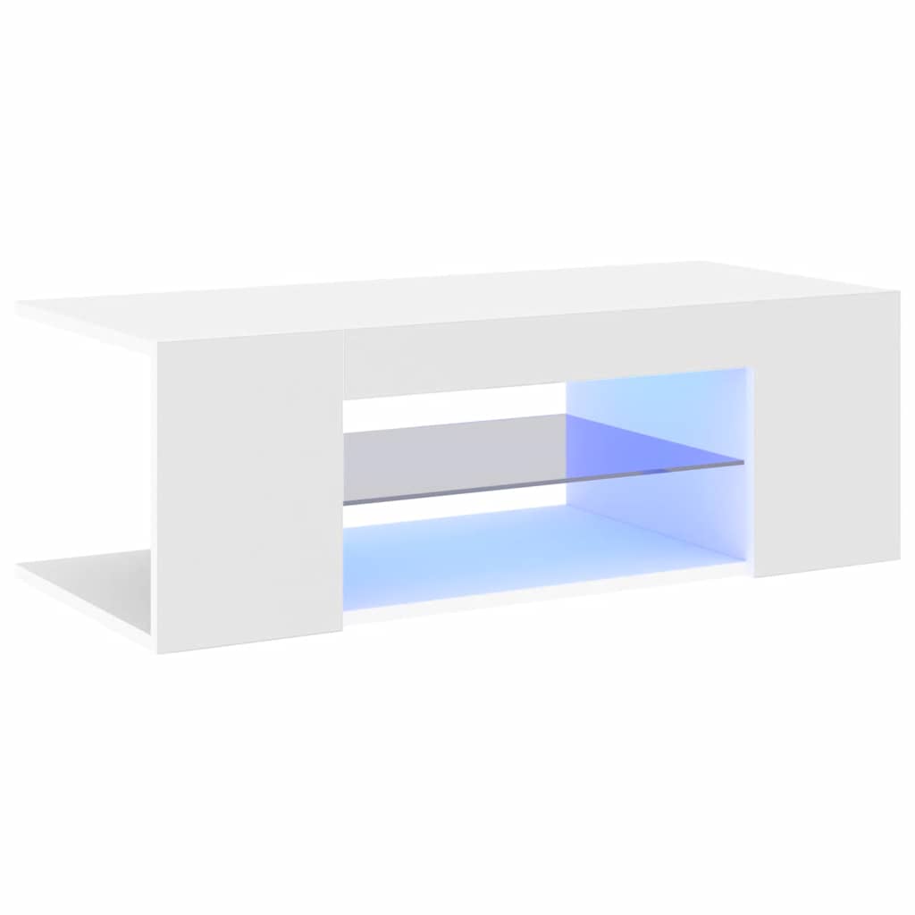 tv-skab med LED-lys 90x39x30 cm hvid