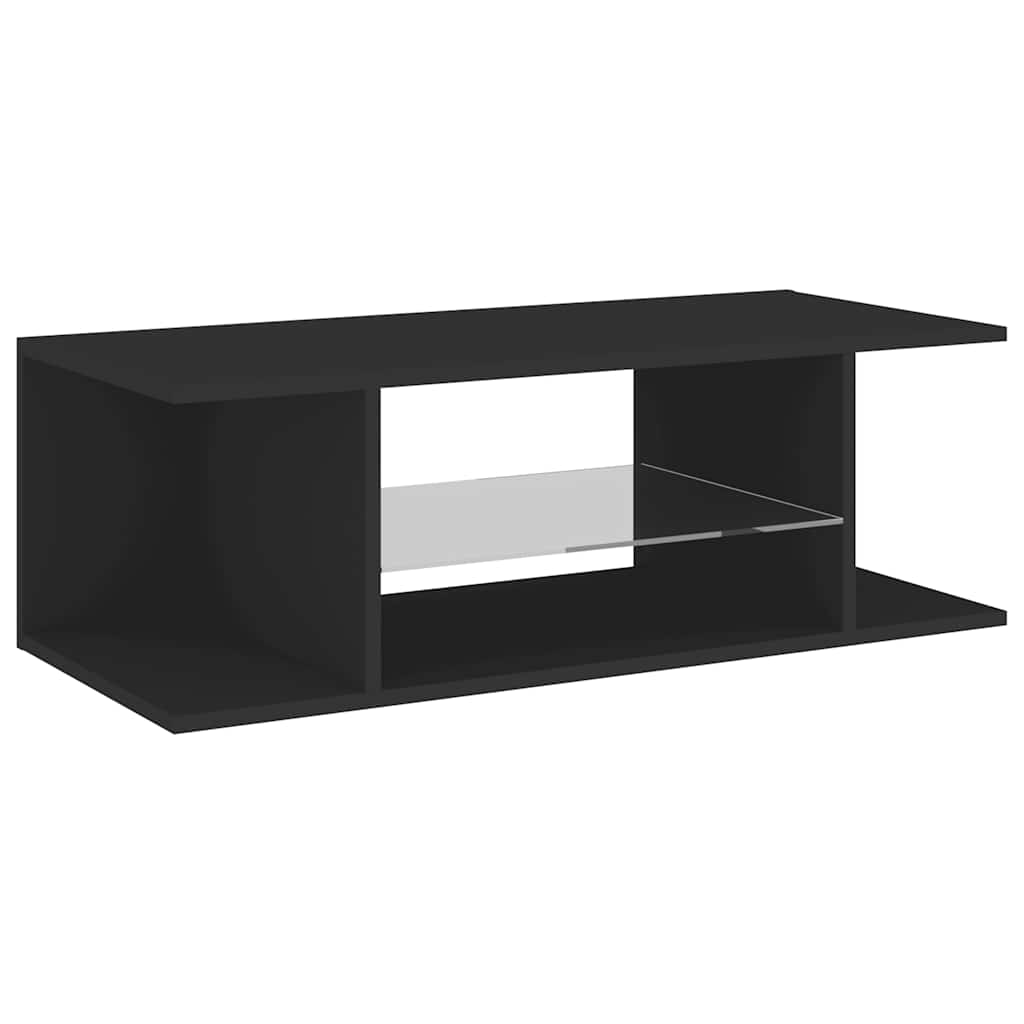 tv-bord med LED-lys 90x39x30 cm sort