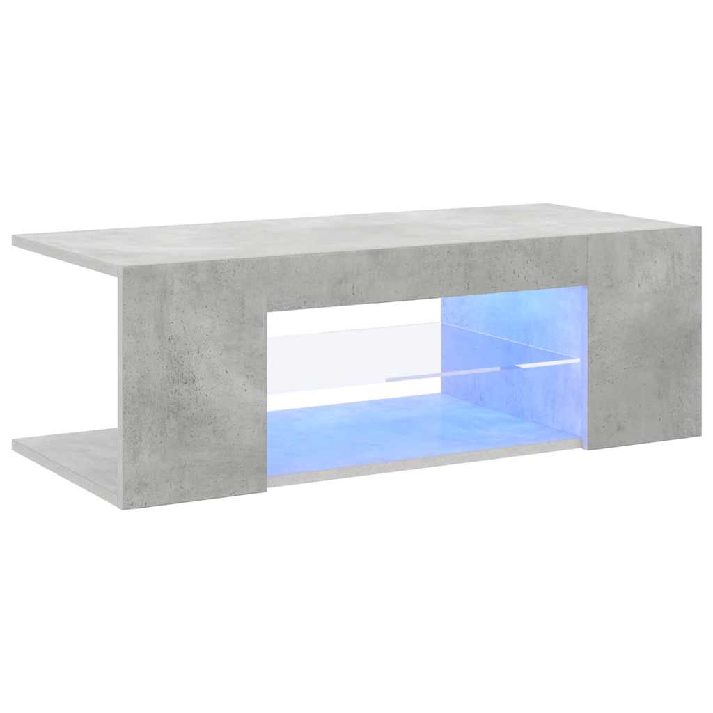 tv-bord med LED-lys 90x39x30 cm betongrå
