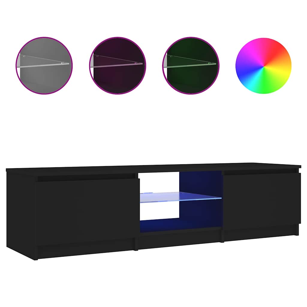 tv-bord med LED-lys 140x40x36 cm sort