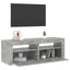 tv-bord med LED-lys 120x35x40 cm betongrå