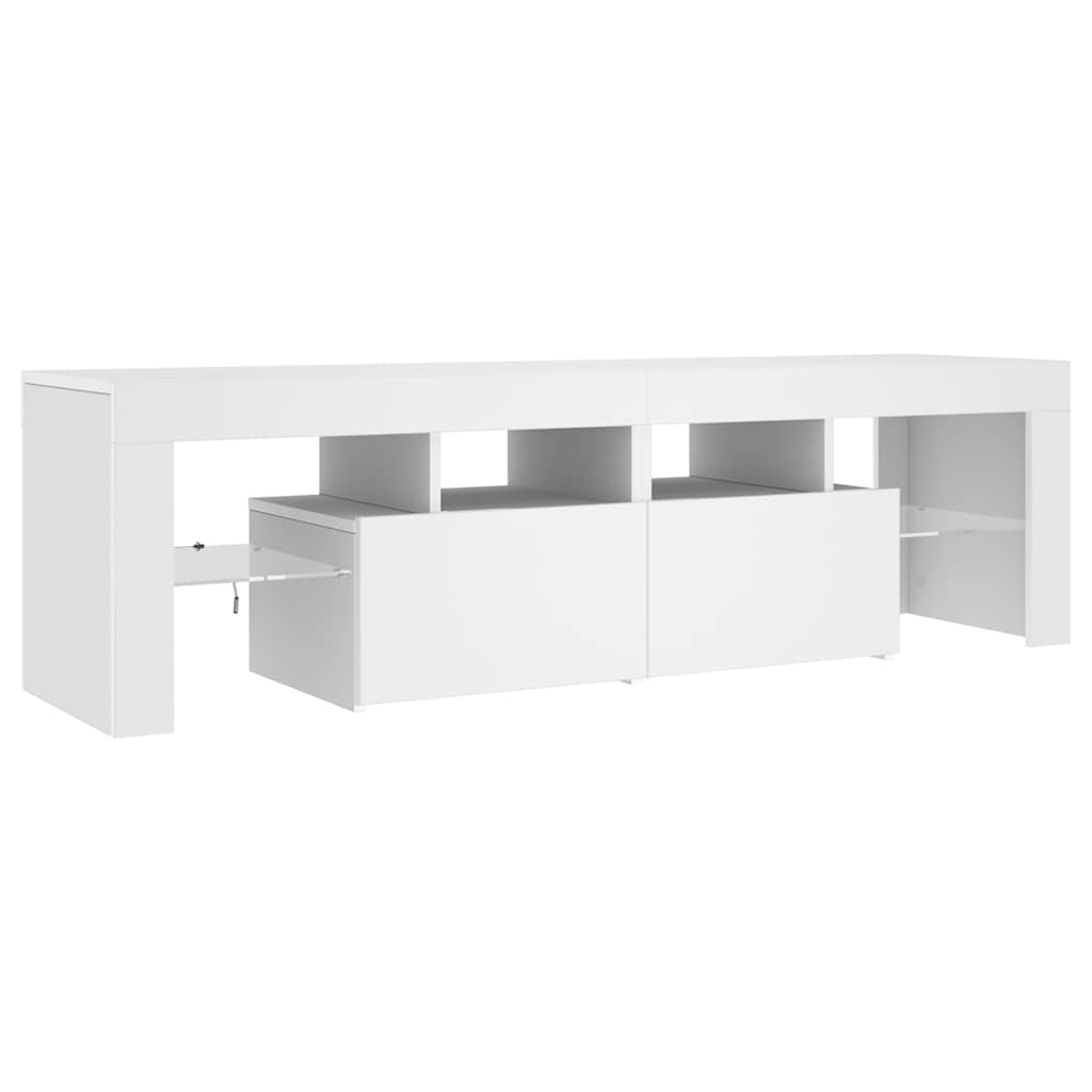 tv-bord med LED-lys 140x36,5x40 cm hvid
