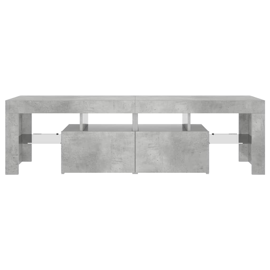 tv-bord med LED-lys 140x36,5x40 cm betongrå