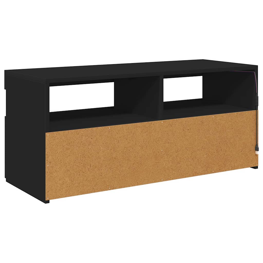 tv-bord med LED-lys 90x35x40 cm sort