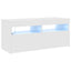 tv-skab med LED-lys 90x35x40 cm hvid højglans