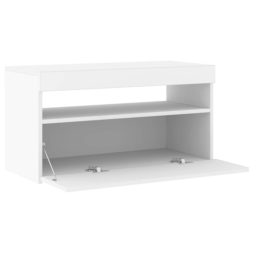 tv-bord med LED-lys 75x35x40 cm hvid