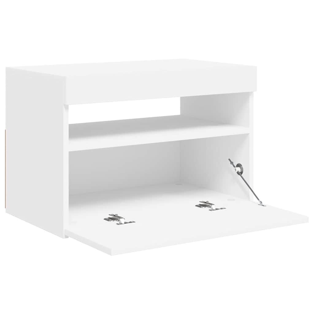 tv-bord med LED-lys 60x35x40 cm hvid