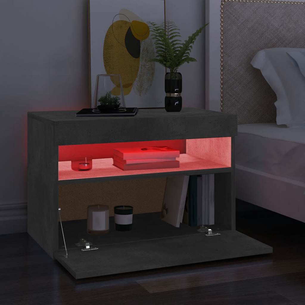 tv-borde med LED-lys 2 stk. 60x35x40 cm betongrå