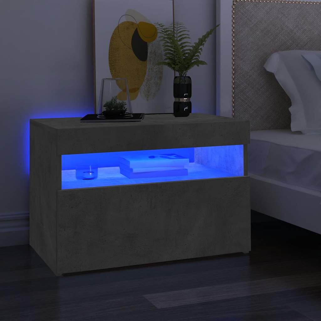 tv-borde med LED-lys 2 stk. 60x35x40 cm betongrå