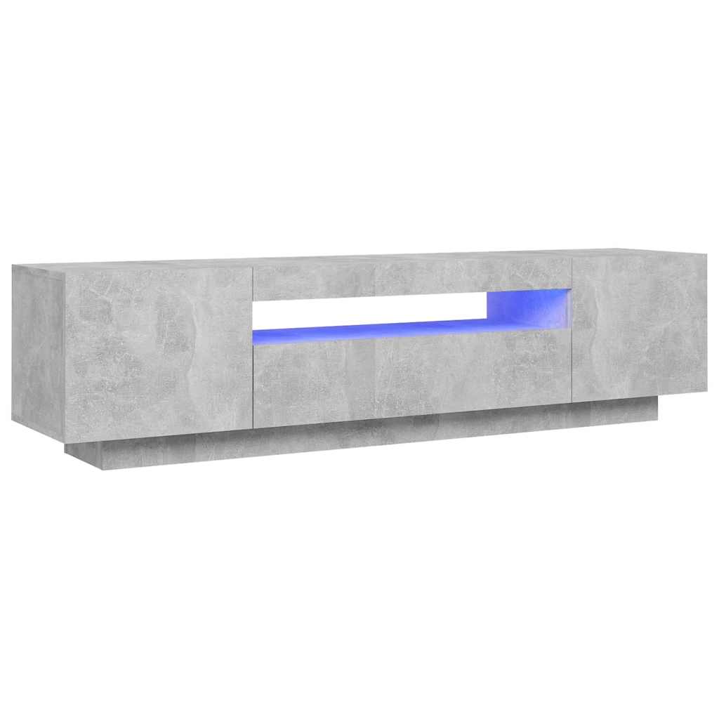 tv-skab med LED-lys 160x35x40 cm betongrå