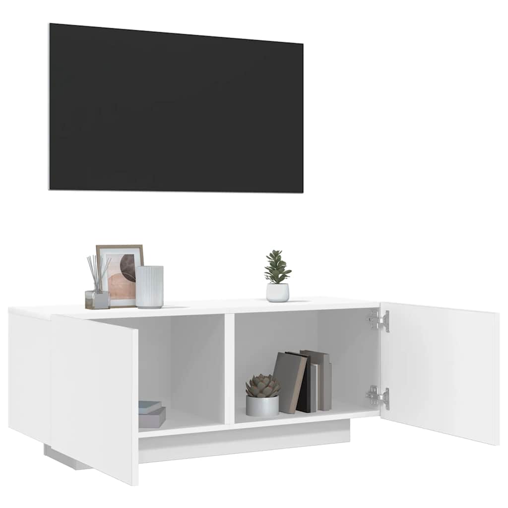 tv-bord 100x35x40 cm konstrueret træ hvid