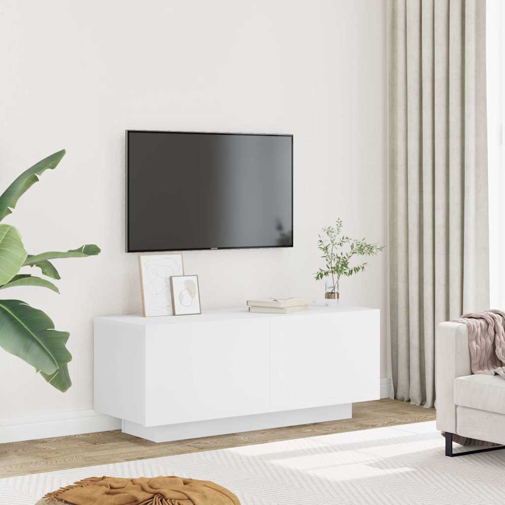 tv-bord 100x35x40 cm konstrueret træ hvid