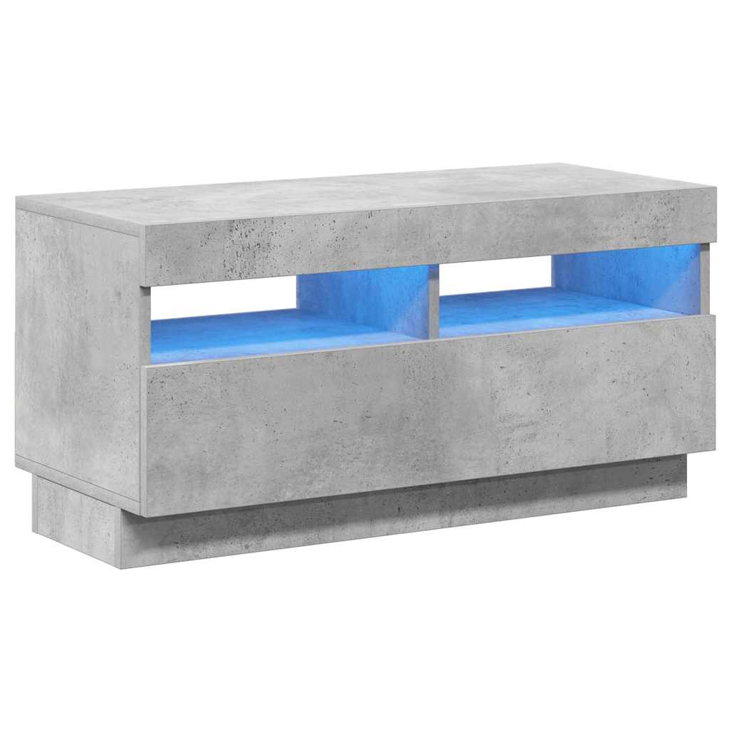 tv-bord med LED-lys 80x35x40 cm betongrå