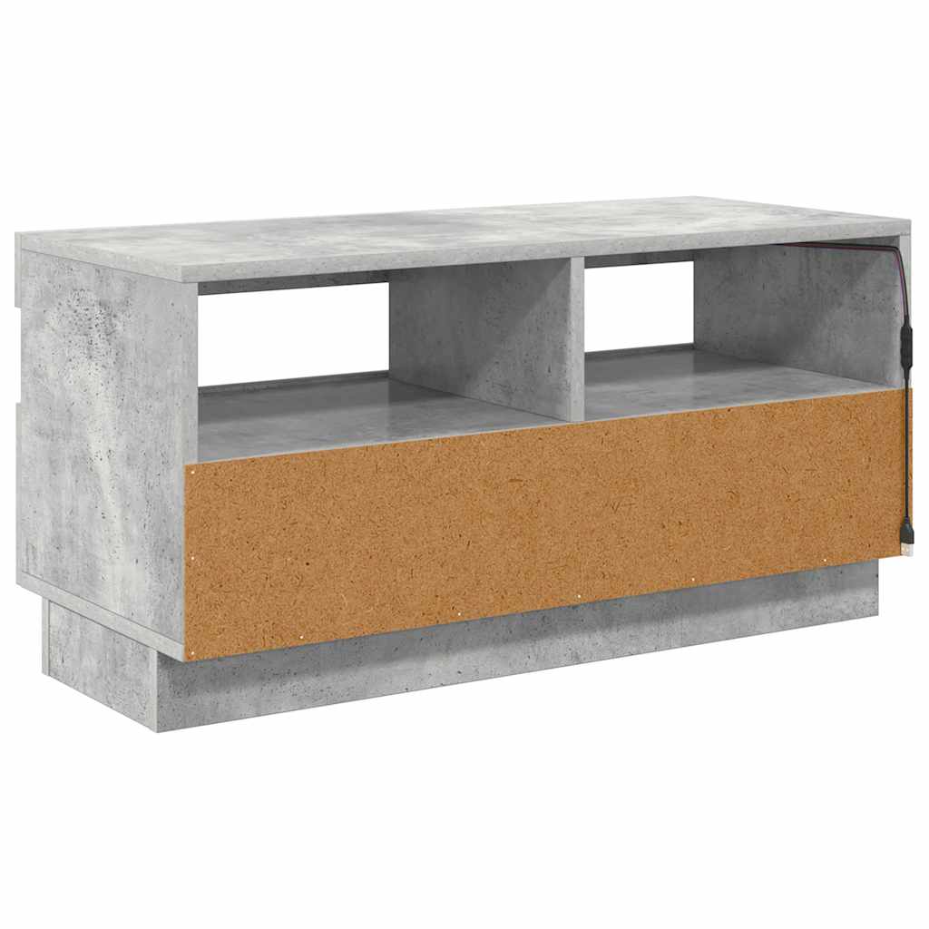 tv-bord med LED-lys 80x35x40 cm betongrå