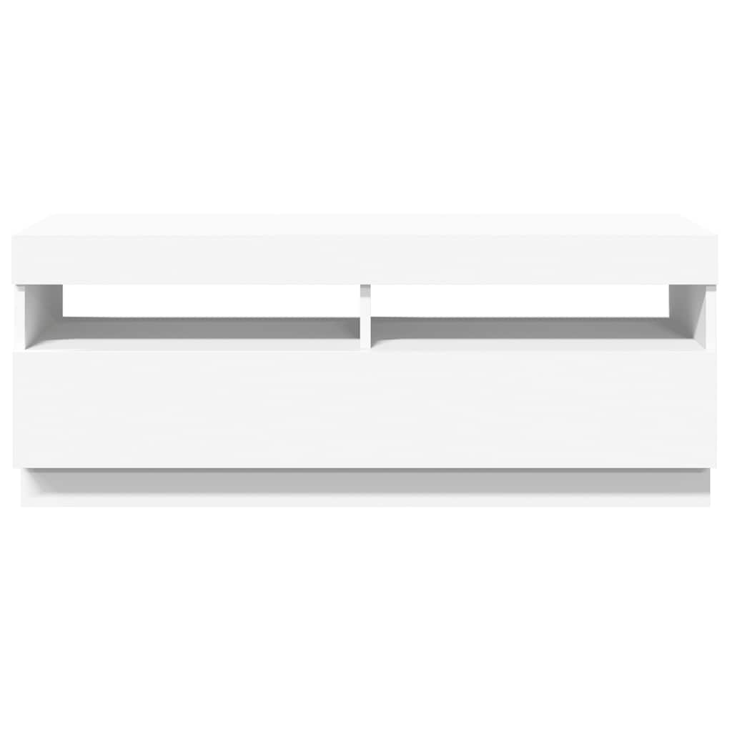 tv-skab med LED-lys 100x35x40 cm hvid